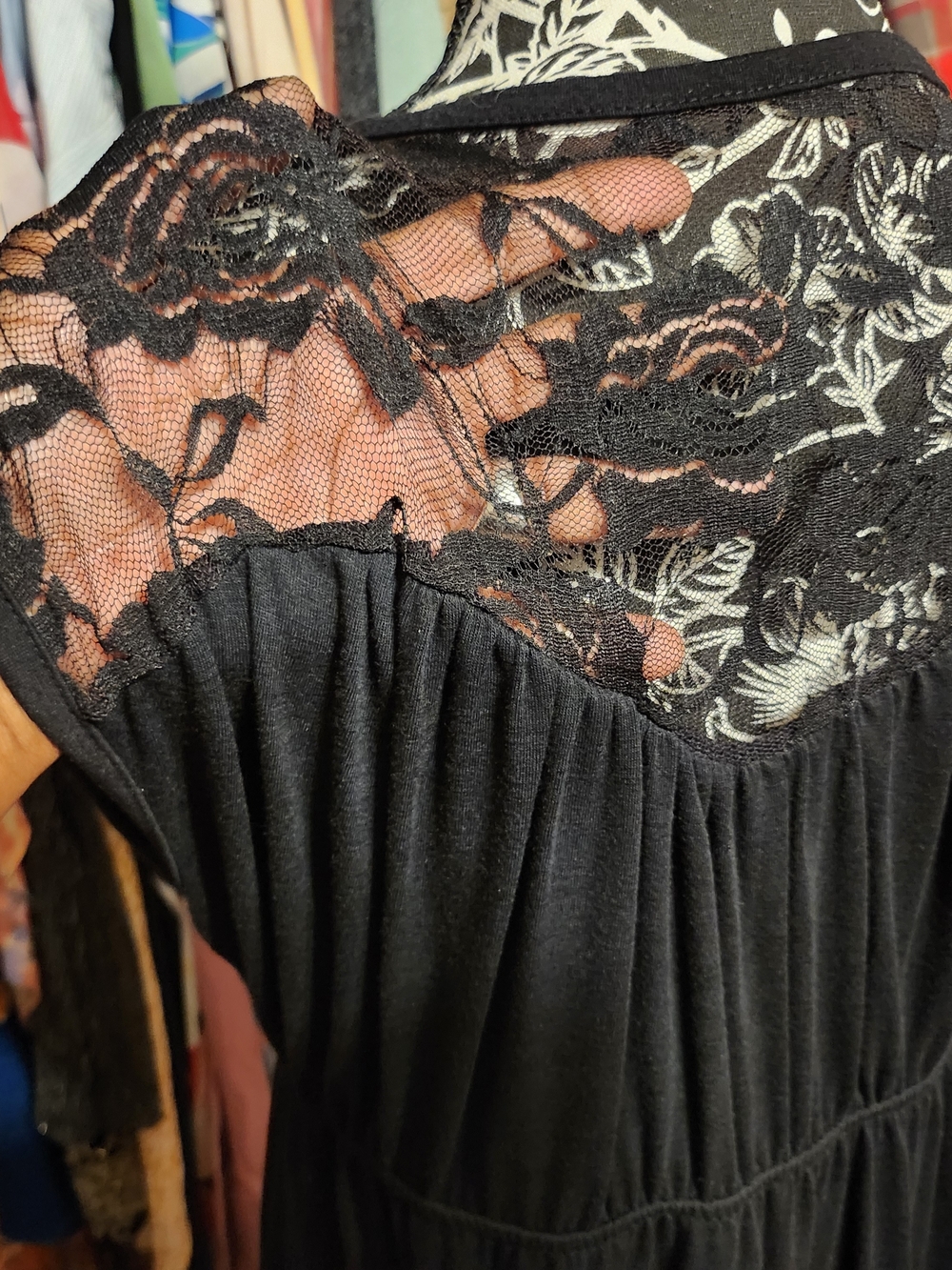 Black Lace Yoke Surplice Maxi Dress - Picture 4 of 5
